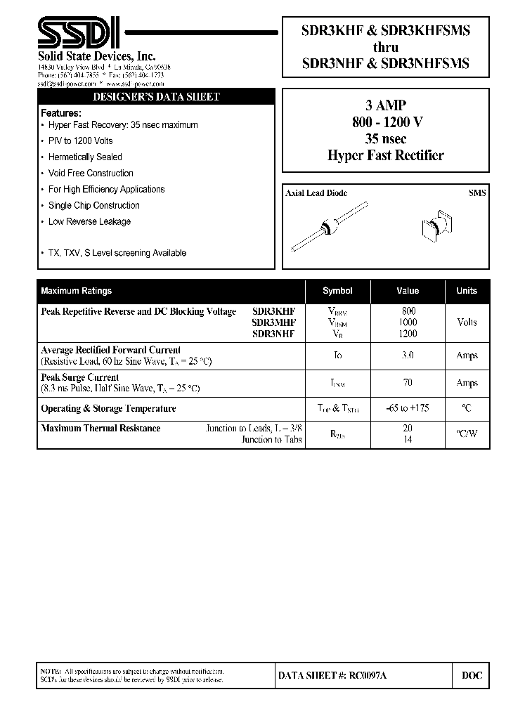 SDR3NHFSMS_1306646.PDF Datasheet