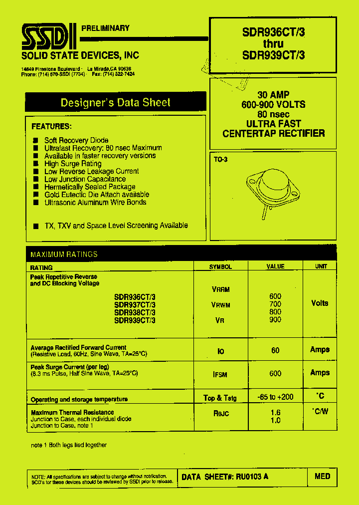 SDR939CT3_1306709.PDF Datasheet