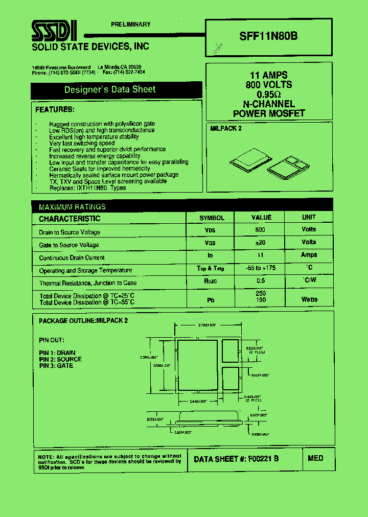 SFF11N80B_1307430.PDF Datasheet