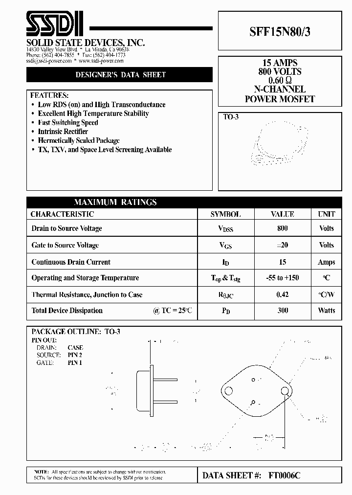 SFF15N803_1307449.PDF Datasheet