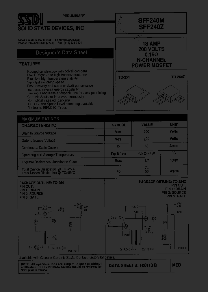 SFF240Z_1307466.PDF Datasheet
