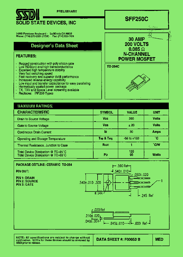 SFF250C_1307473.PDF Datasheet