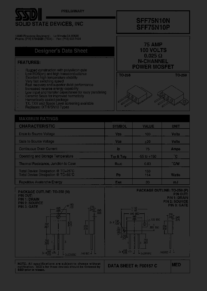 SFF75N10P_1307521.PDF Datasheet