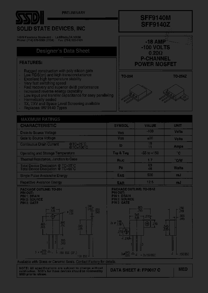 SFF9140Z_1307538.PDF Datasheet