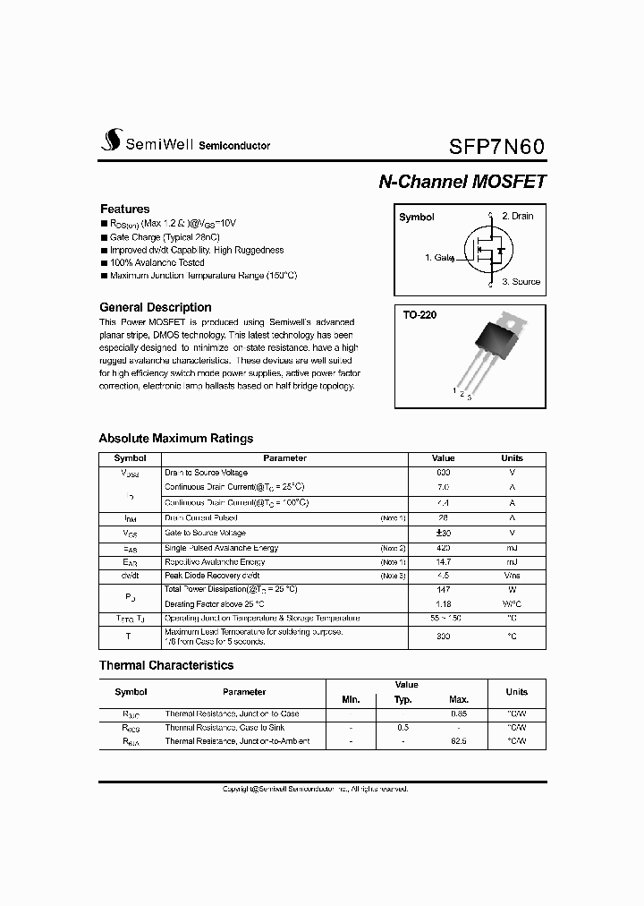 SFP7N60_1307731.PDF Datasheet
