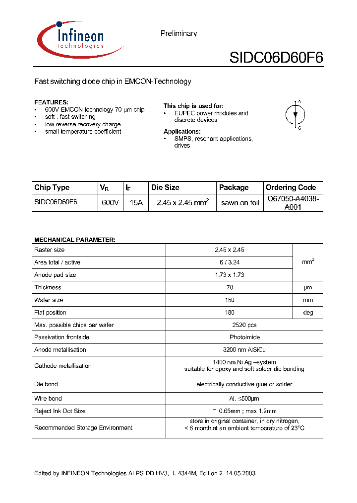 SIDC06D60F6_1309358.PDF Datasheet