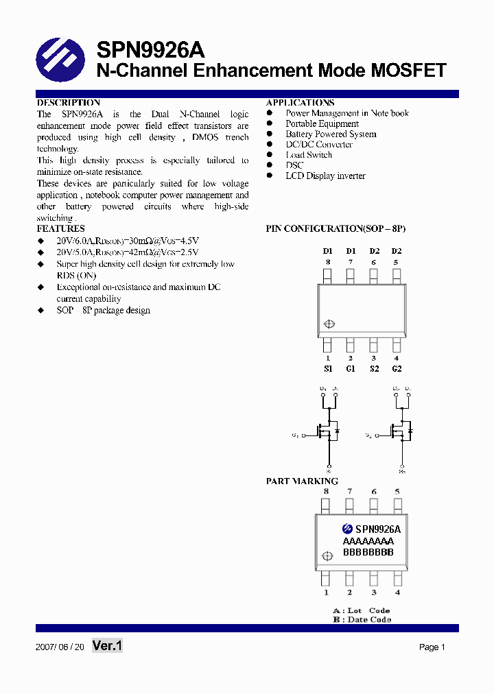 SPN9926AS8TG_1315521.PDF Datasheet