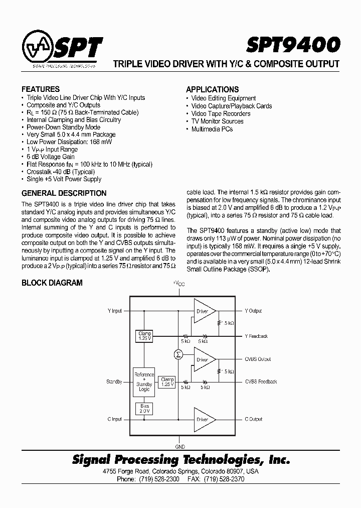 SPT9400SCR_1315710.PDF Datasheet