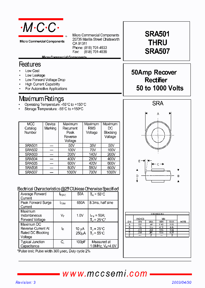 SRA501_1174985.PDF Datasheet