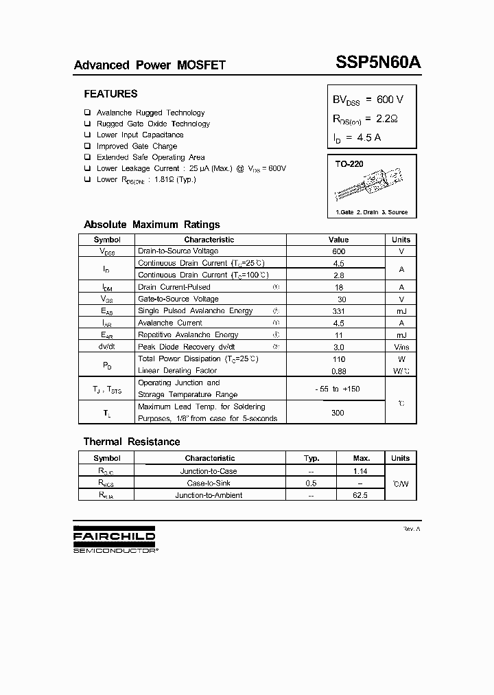 SSP5N60A_1316860.PDF Datasheet