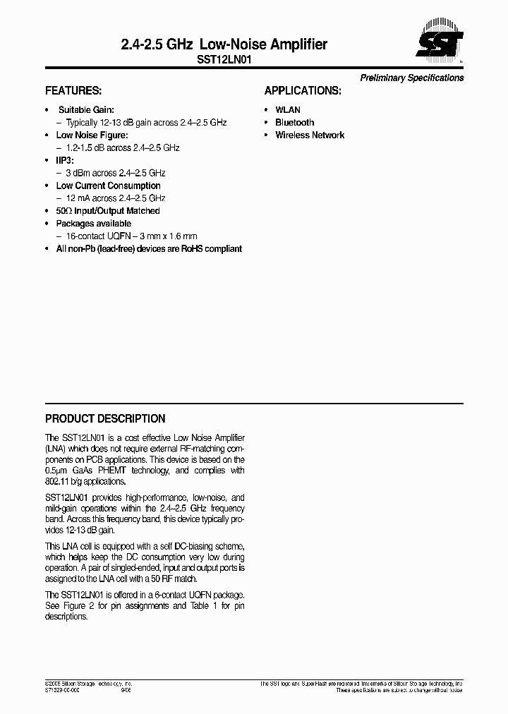 SST12LN01-QU6F-K_1316957.PDF Datasheet