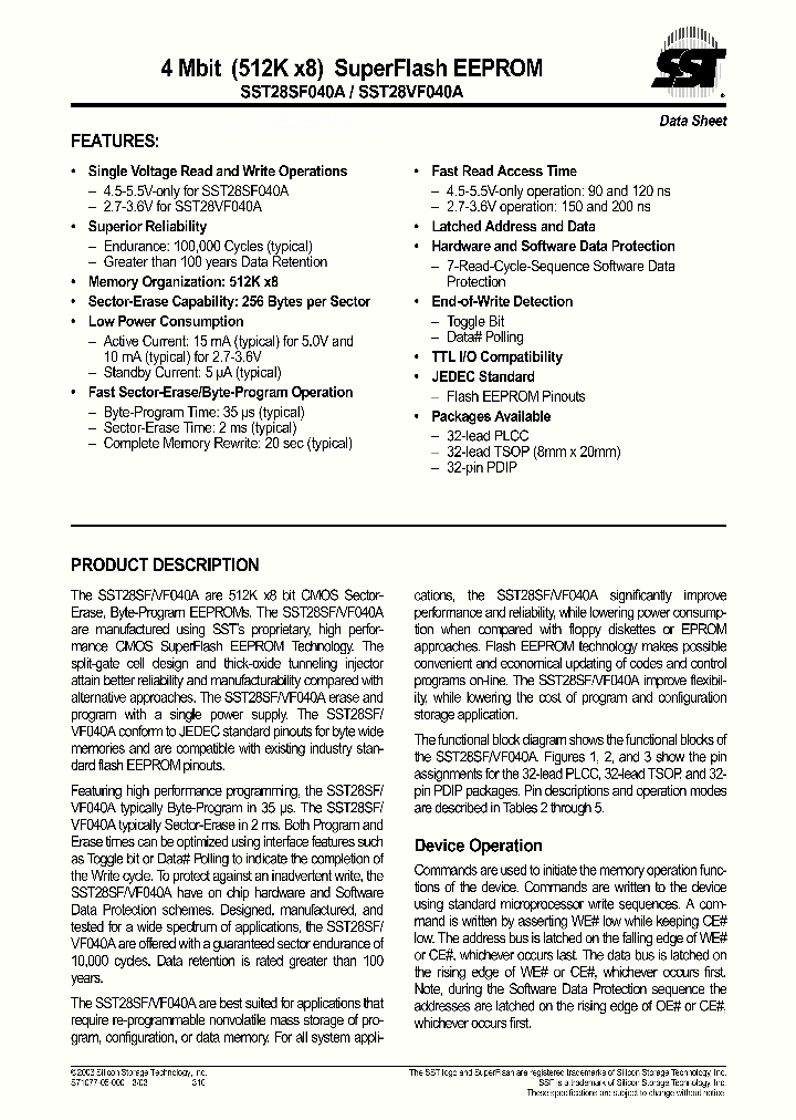SST28VF040A-200-4I-NH_1316998.PDF Datasheet
