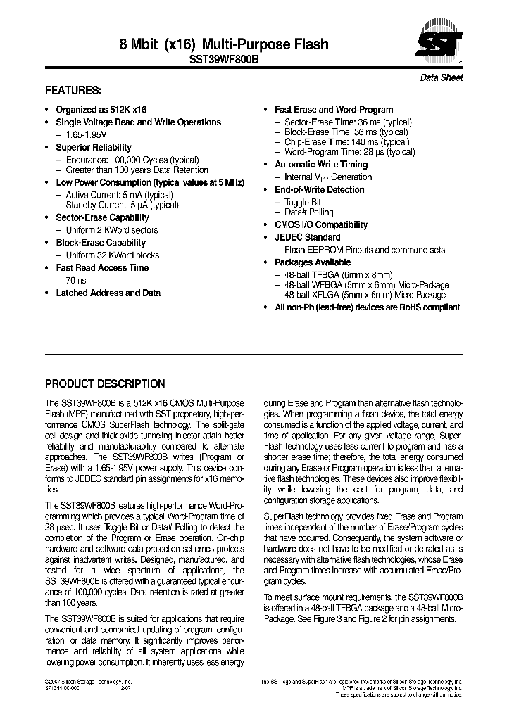 SST39WF800B-70-4I-MBQE_1317064.PDF Datasheet