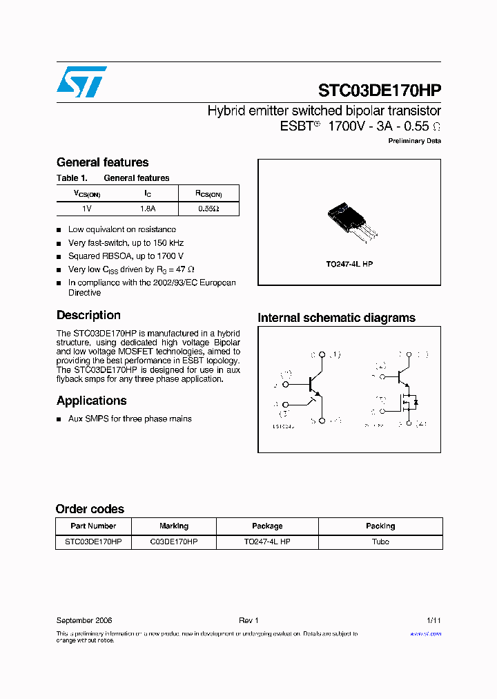 STC03DE170HP_1107762.PDF Datasheet