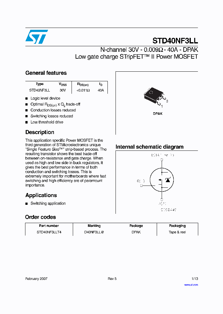 STD40NF3LL07_1318095.PDF Datasheet