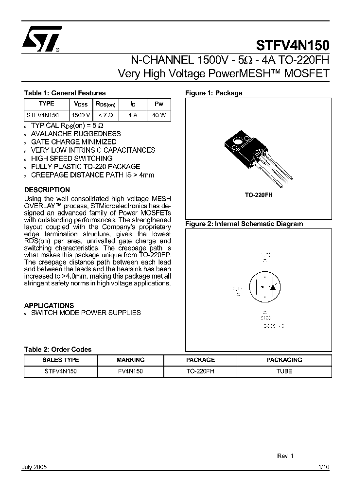 STFV4N150_1318204.PDF Datasheet