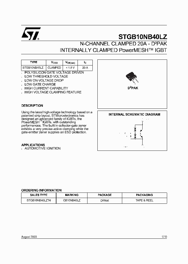 STGB10NB40LZT4_1318227.PDF Datasheet