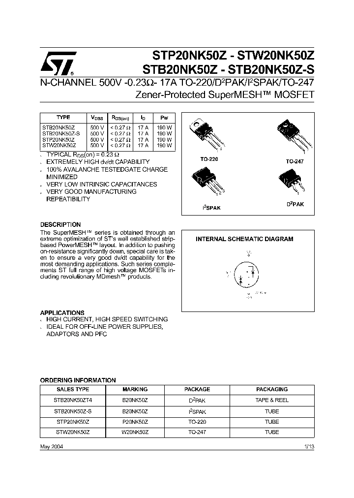 STP20NK50Z_1318907.PDF Datasheet