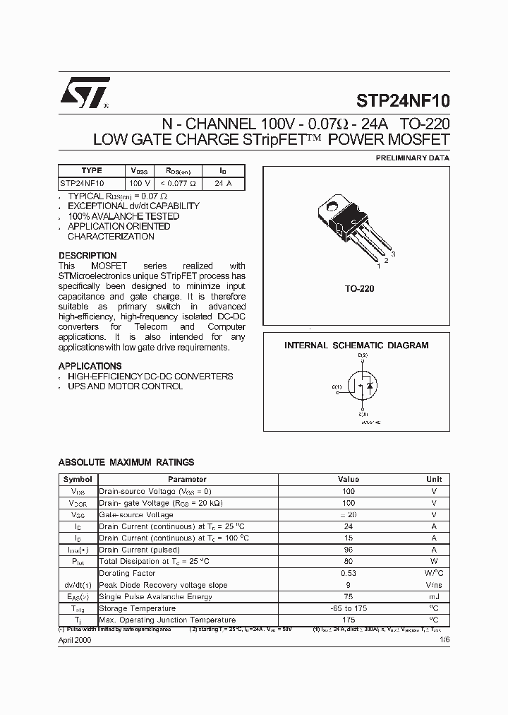 STP24NF10_1318923.PDF Datasheet