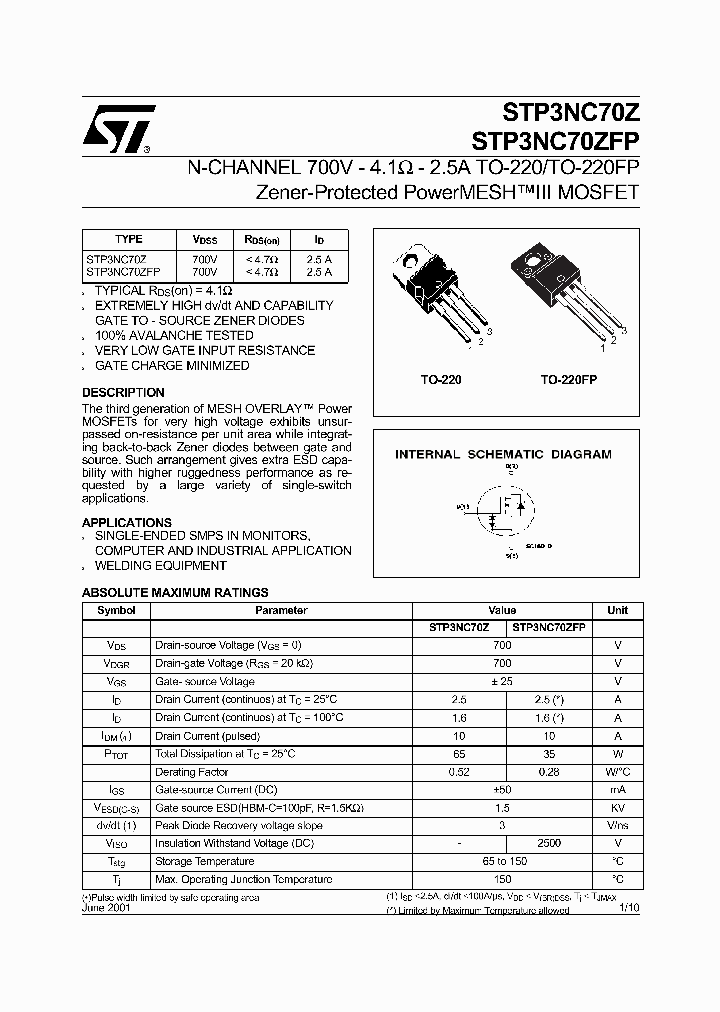 STP3NC70ZFP_1318969.PDF Datasheet