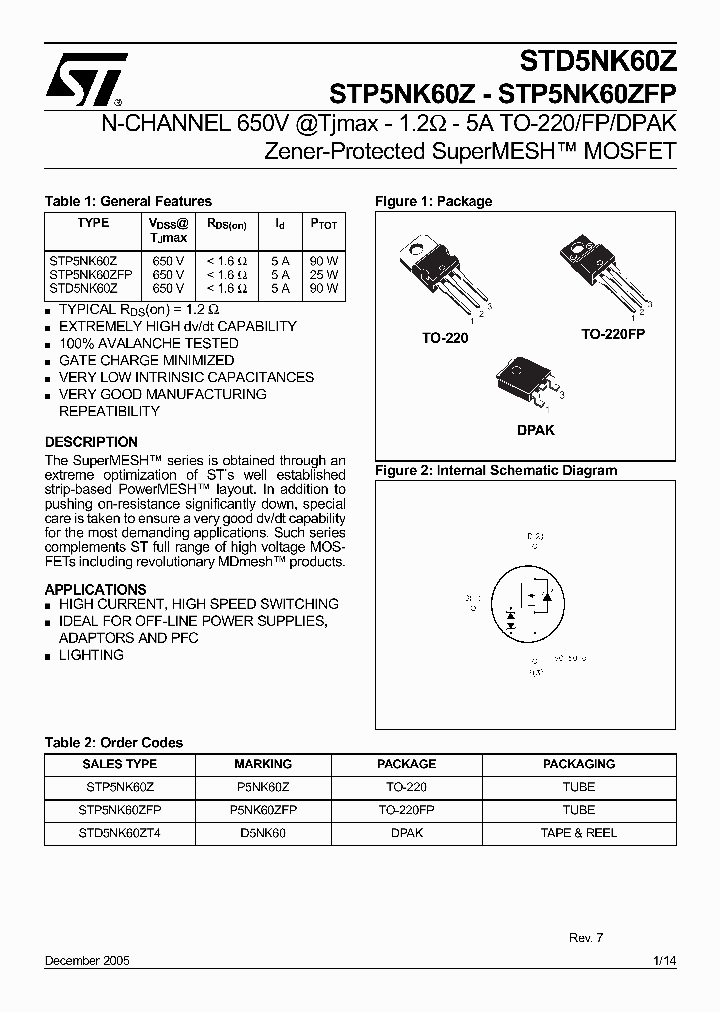 STP5NK60ZFP_1319040.PDF Datasheet