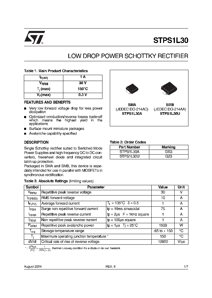 STPS1L30U_1319200.PDF Datasheet