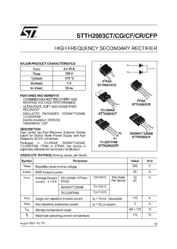 STTH2003CT_1319470.PDF Datasheet