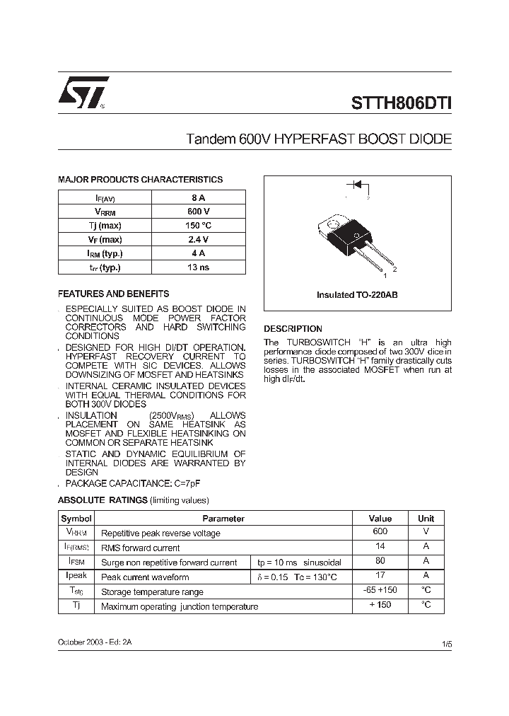 STTH806DTI_1182824.PDF Datasheet