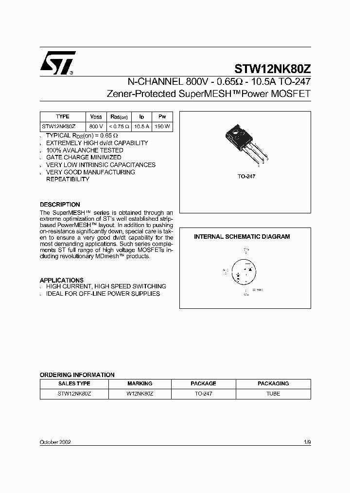 STW12NK80Z_1123142.PDF Datasheet