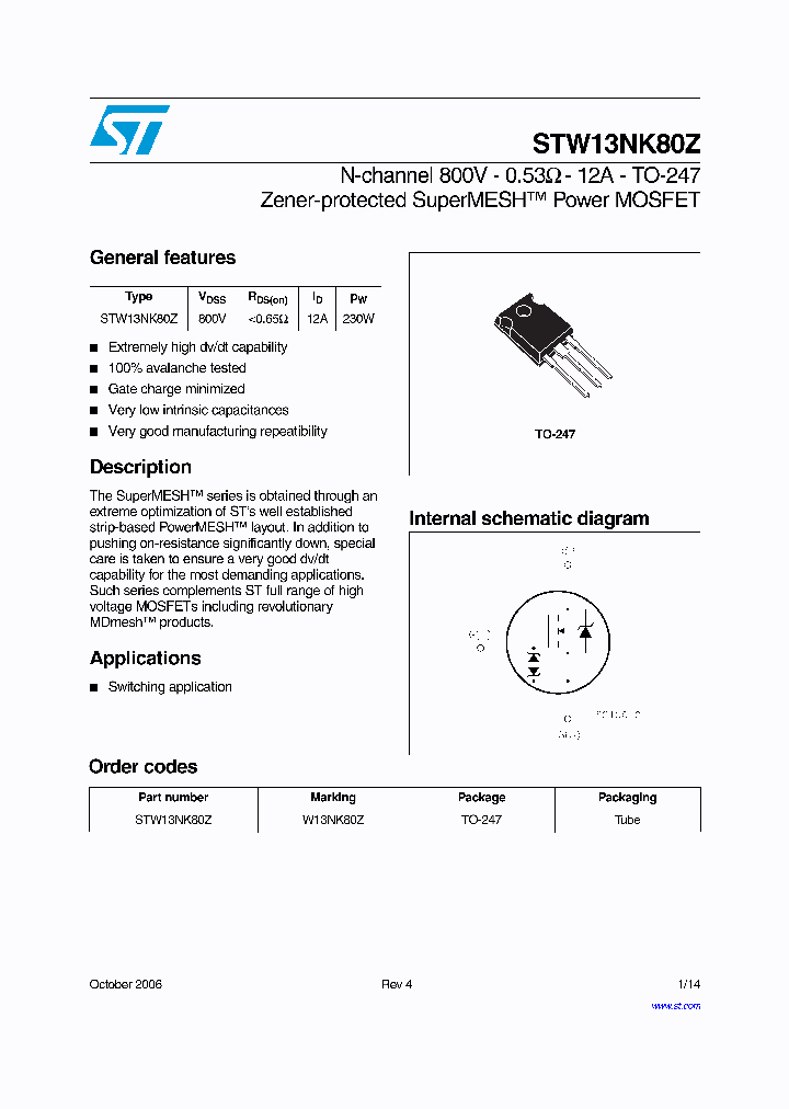 STW13NK80Z05_1319622.PDF Datasheet