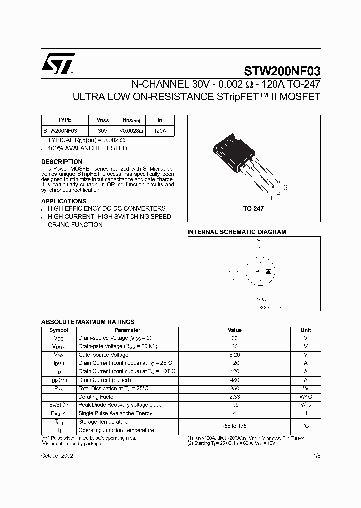STW200NF03_1139076.PDF Datasheet