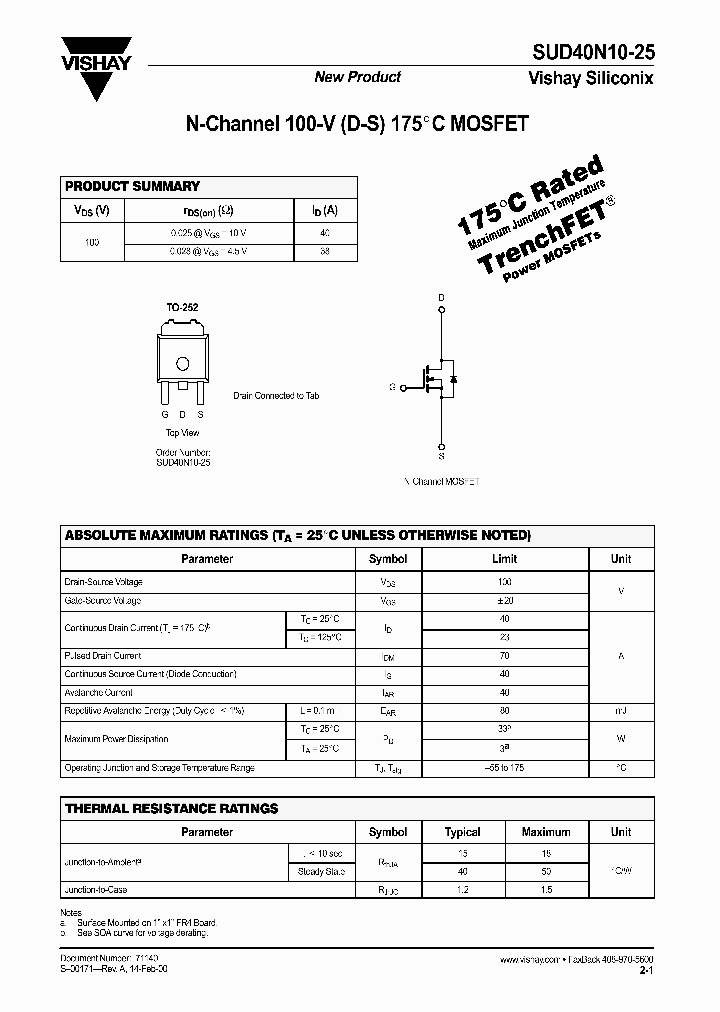 SUD40N10-25_1319747.PDF Datasheet