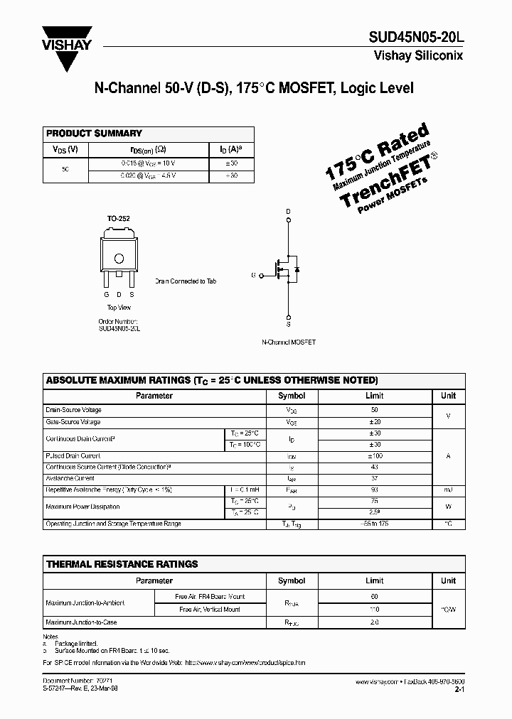 SUD45N05-20L_1319748.PDF Datasheet