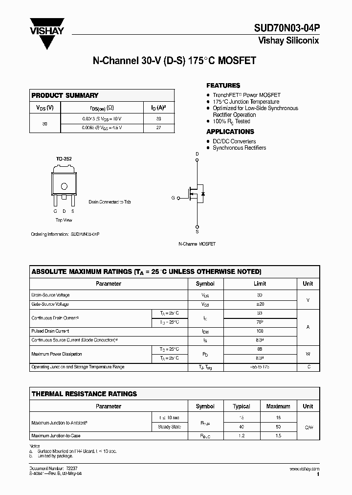 SUD70N03-04P_1319777.PDF Datasheet