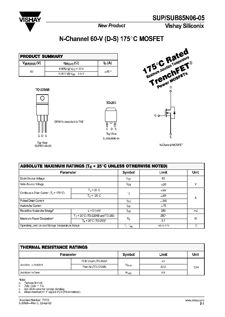 SUP85N06-05_1319874.PDF Datasheet