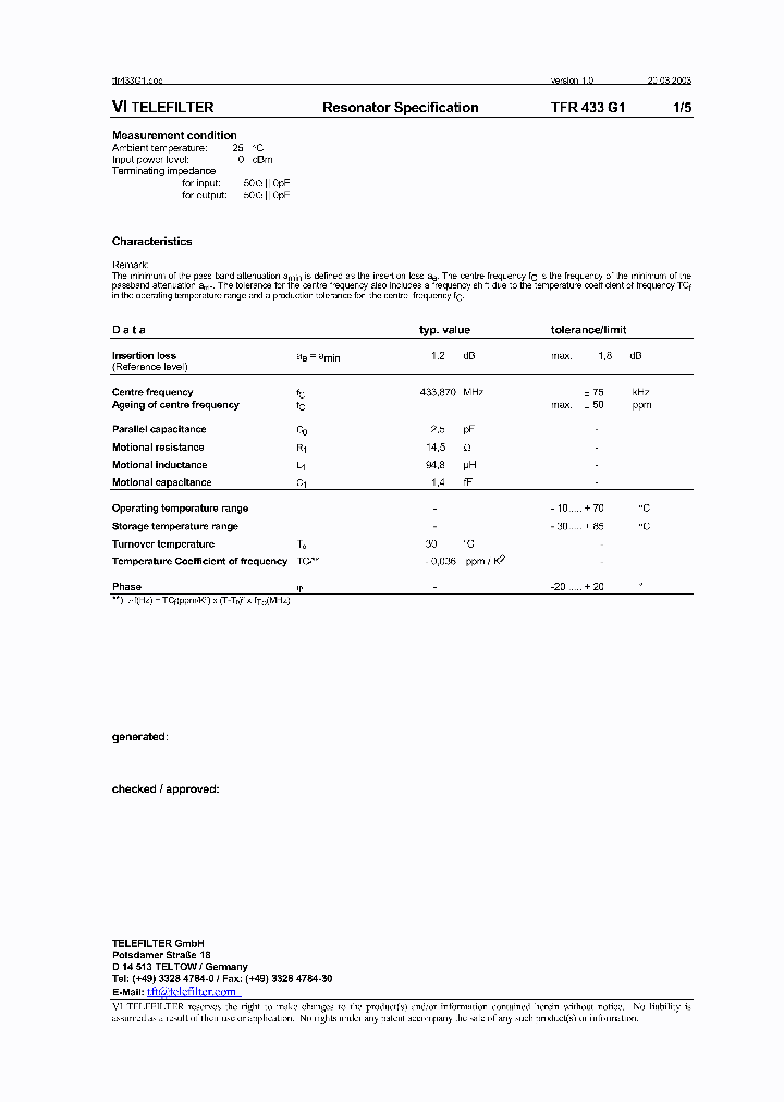 TFR433G1_1324357.PDF Datasheet
