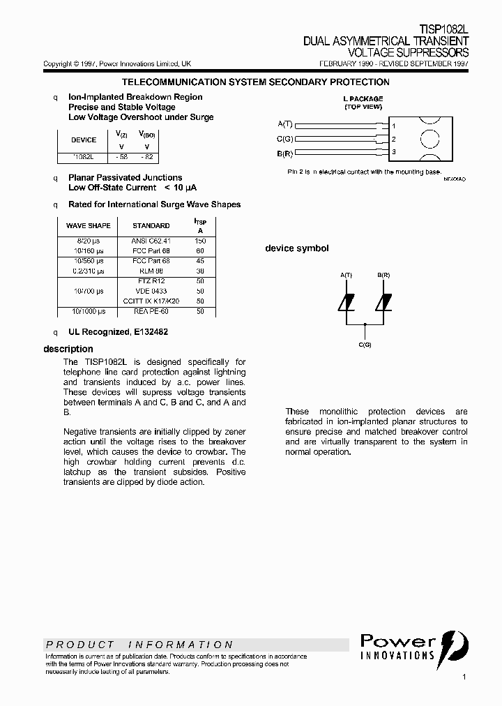 TISP1082L_1325424.PDF Datasheet