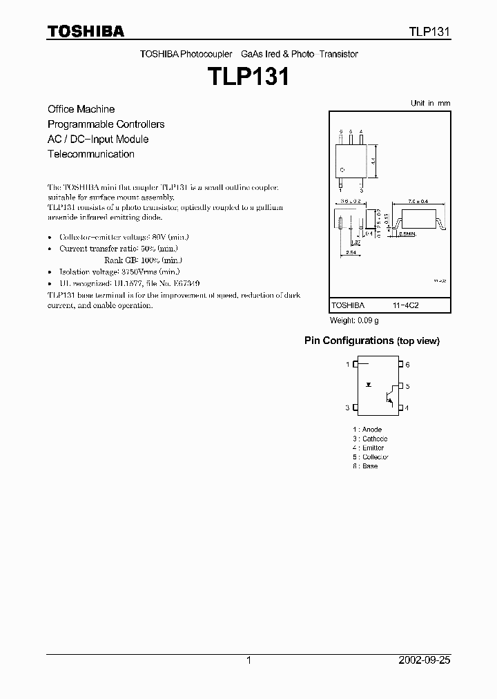 TLP131_1171685.PDF Datasheet