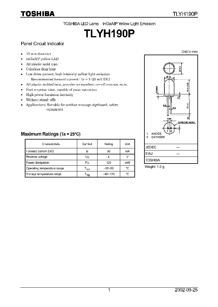 TLYH190P_1140885.PDF Datasheet