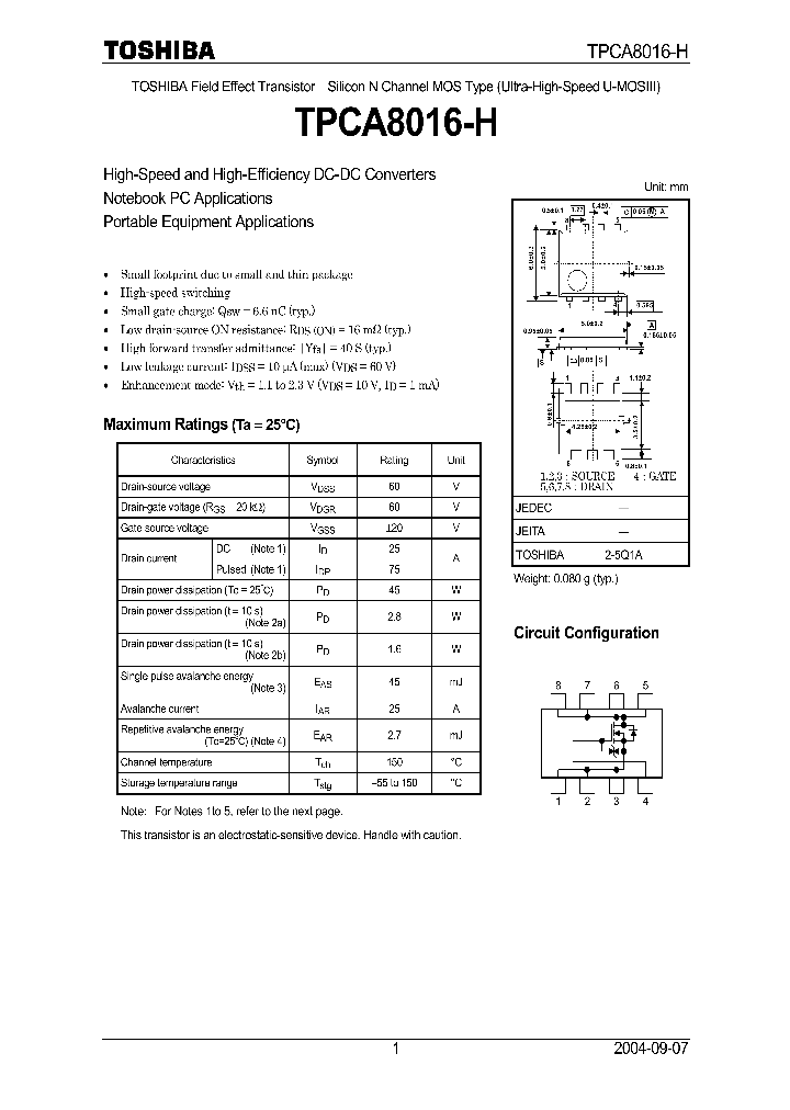 TPCA8016-H_1328014.PDF Datasheet