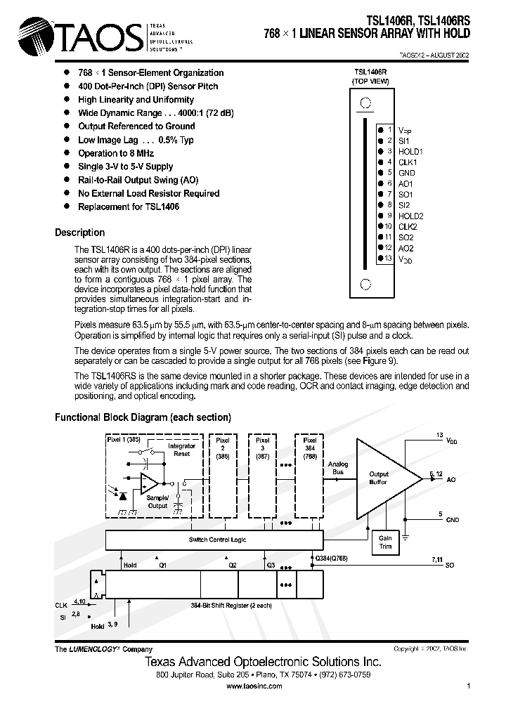 TSL1406RS_1329454.PDF Datasheet