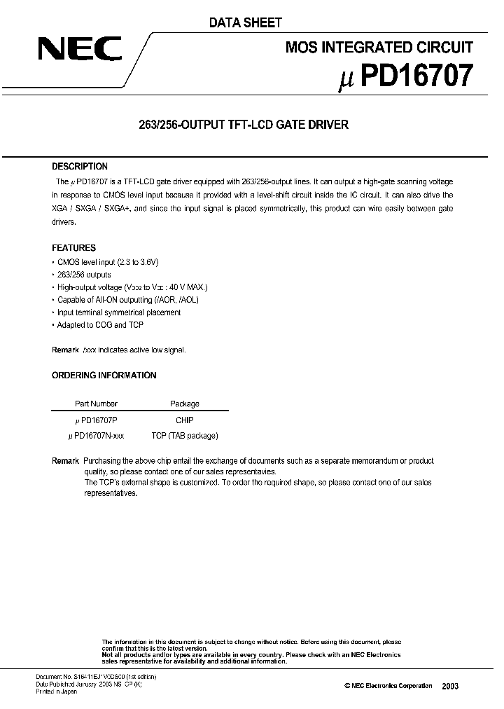 UPD16707P_1332184.PDF Datasheet
