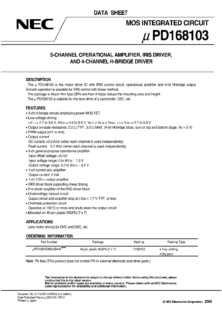 UPD168103_1092036.PDF Datasheet