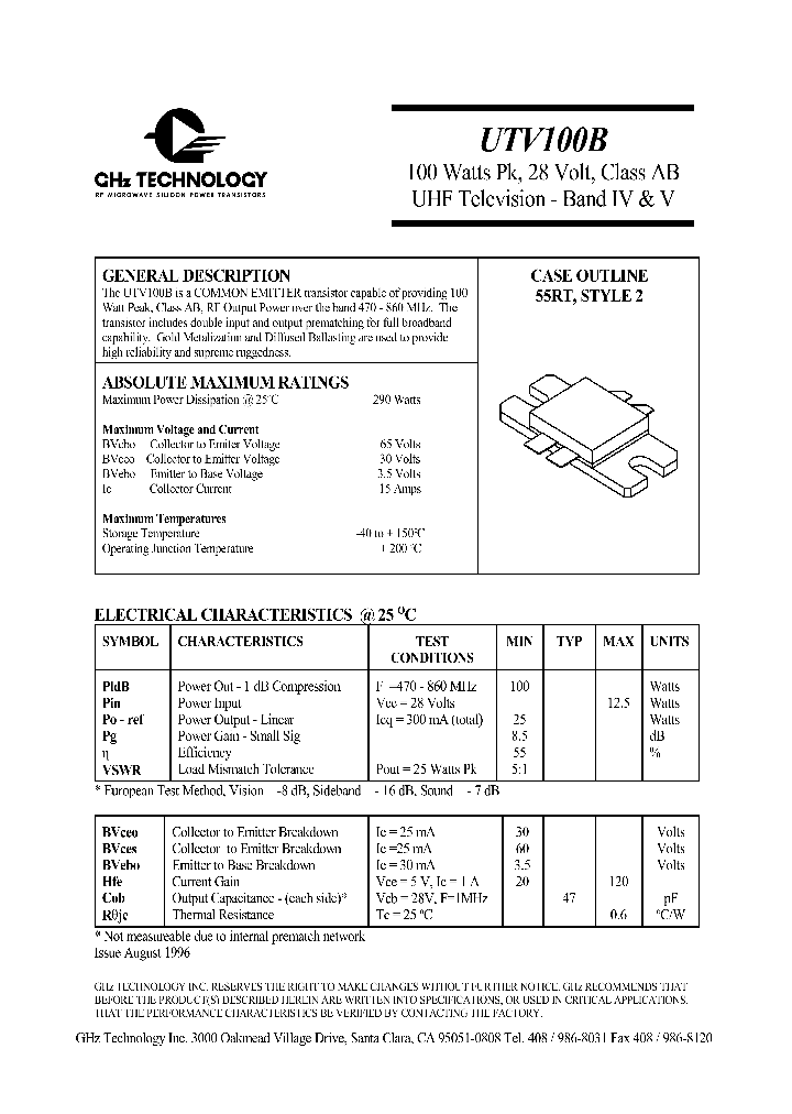UTV100B_1069713.PDF Datasheet