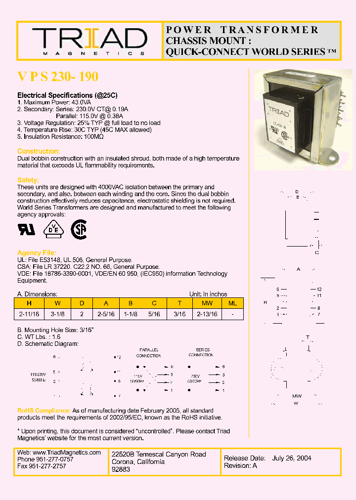 VPS230-190_1334871.PDF Datasheet