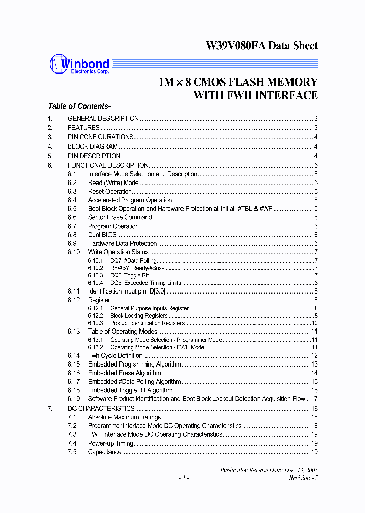 W39V080FAQ_1187795.PDF Datasheet