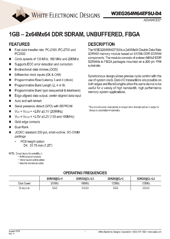 W3EG264M64EFSUXXXD4-SG_1335531.PDF Datasheet