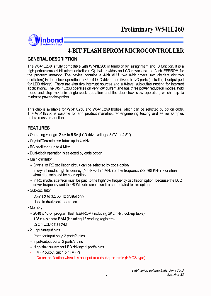 W541E260_1335633.PDF Datasheet