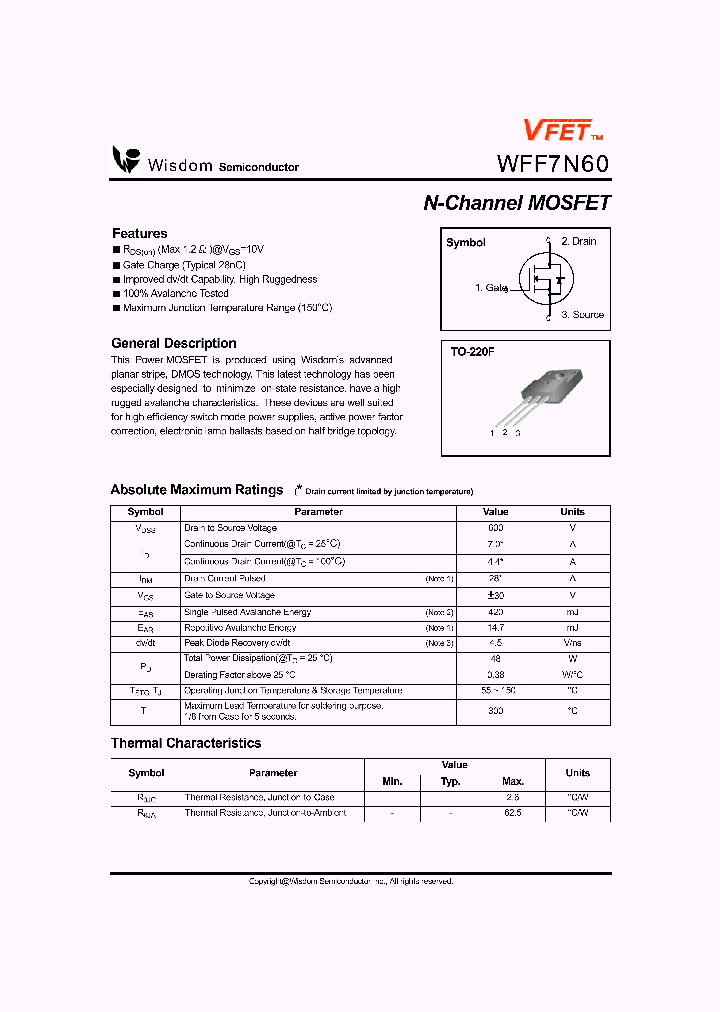 WFF7N60_1057119.PDF Datasheet