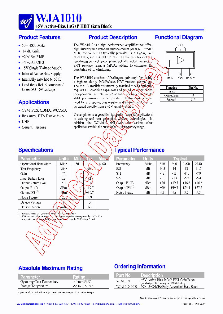 WJA1010-PCB_1336150.PDF Datasheet